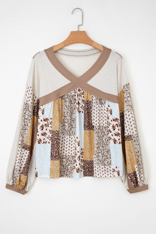 Boho Mixed Pattern Babydoll Top