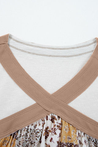 Boho Mixed Pattern Babydoll Top