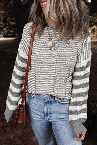 Striped Sweater - Gray