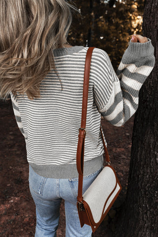 Striped Sweater - Gray