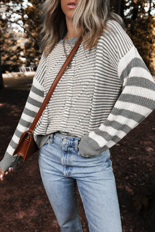 Striped Sweater - Gray