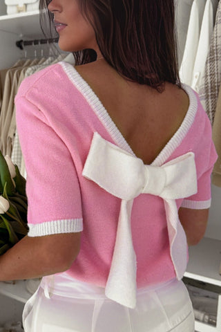 Bow Tie Pink Sweater