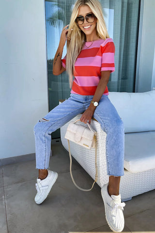 Hot Pink Striped Top