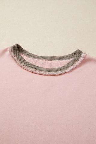 Cozy Afternoon Pink Thermal Sweatshirt