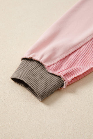 Cozy Afternoon Pink Thermal Sweatshirt