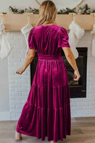 Velour Maxi Dress - Mulberry