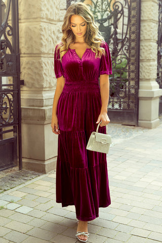 Velour Maxi Dress - Mulberry
