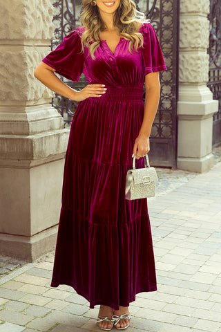 Velour Maxi Dress - Mulberry