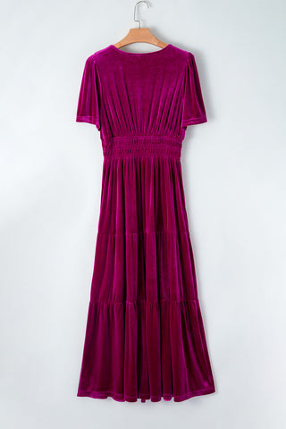 Velour Maxi Dress - Mulberry
