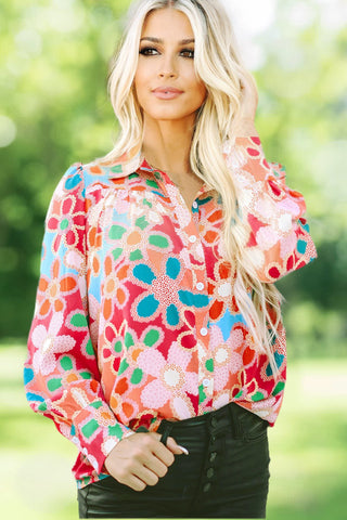 Daisy Button Up Blouse - Pink