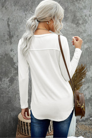 Long Sleeve High Low Hem Top - Dark Gray
