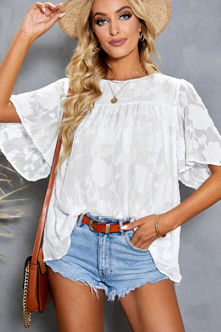 Subtle Floral Lace Top - White