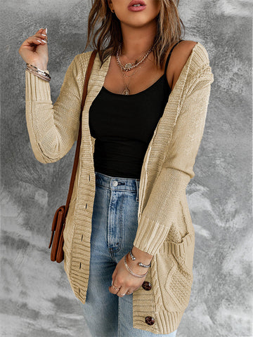 Cozy Textured Cardigan - Taupe