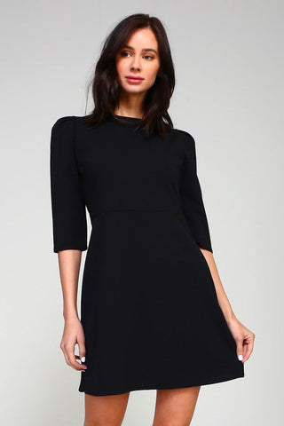 Half Sleeve Mini Dress - Black