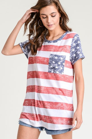 American Flag Pocket Tee