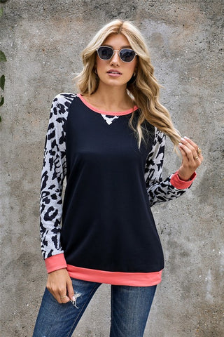 Leopard Print Sweatshirt - Black