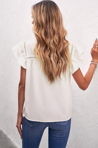 Flutter Sleeve Top - White