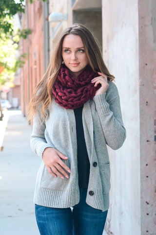 Chunky Knit Infinity Scarf - 3 colors
