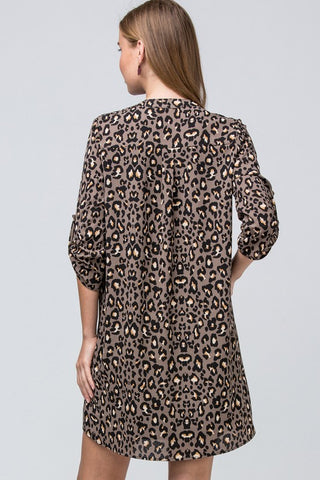 Leopard Shift Dress - Brown