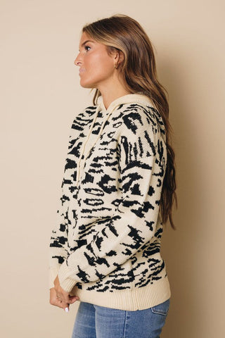 Leopard Sweater Hoodie - Khaki