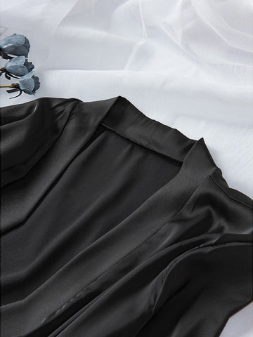 Kimono Silk Robe - Black