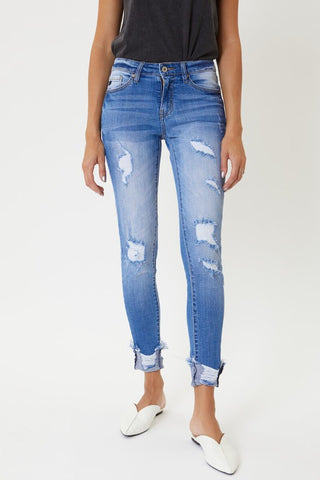 Kan Can Distressed Ankle Skinny Jeans