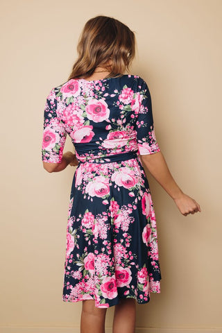 Spring Flowers Dress - Navy