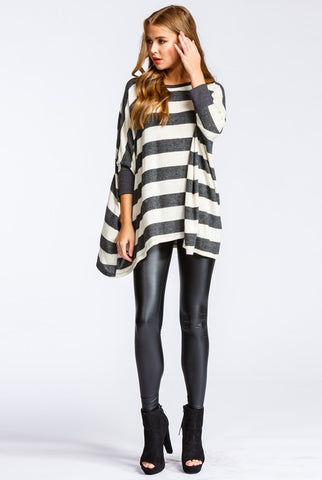 Flowy Striped Top - Oatmeal