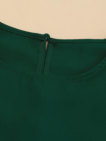 Crew Neck Balloon Sleeve Top - Green