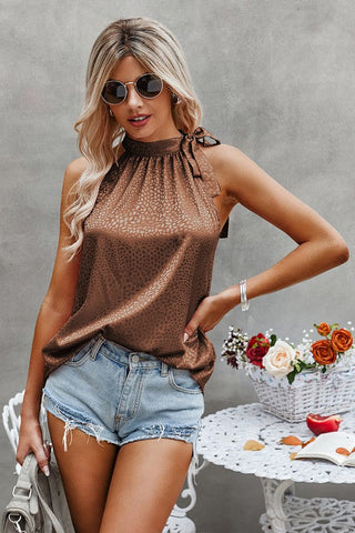 Leopard Print Halter Top - Brown