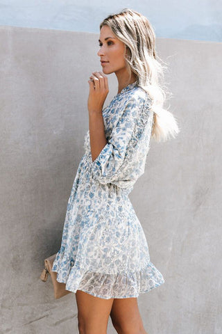 Pale Blue Floral Summer Dress