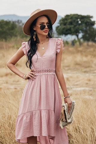 Crochet Detail Dress - Pink