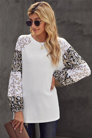 Bubble Sleeve Leopard Top