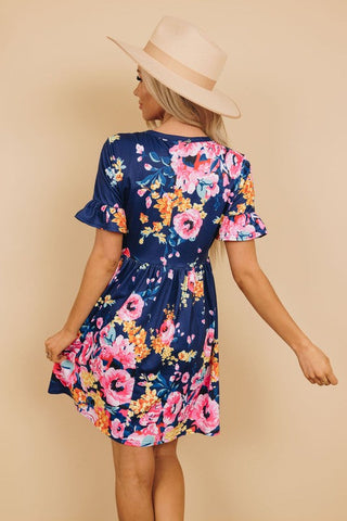 Spring Flair Dress - Navy
