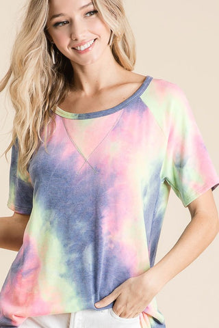 Tie Dye Short Sleeve Sweatshirt - Charcoal