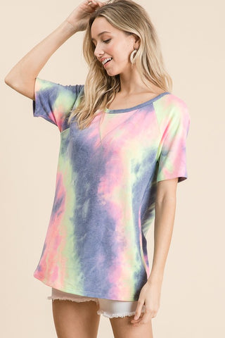 Tie Dye Short Sleeve Sweatshirt - Charcoal