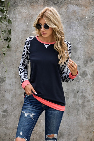 Leopard Print Sweatshirt - Black