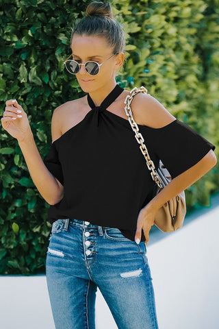 Cold Shoulder Top - Black