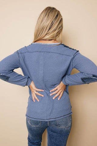 Button Thermal Top - Blue