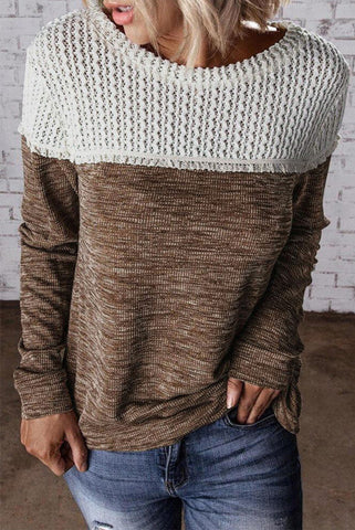 Crochet Detail Top - Brown