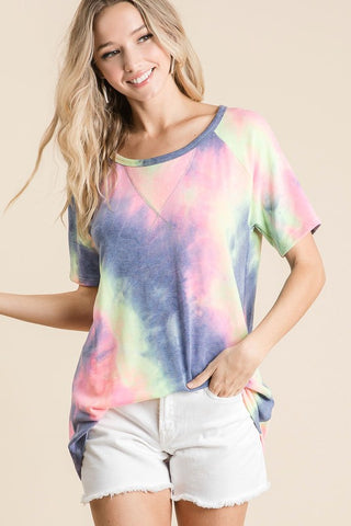 Tie Dye Short Sleeve Sweatshirt - Charcoal