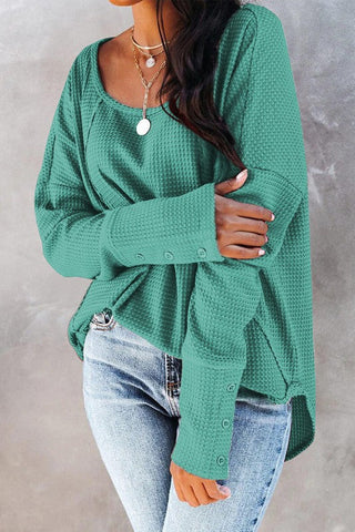 Button Sleeve Thermal Top - Green