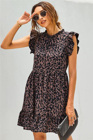 Cap Sleeve Leopard Print Dress