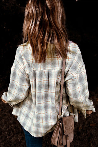 Flannel Top - Navy and Orange
