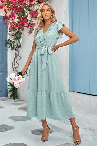 Swiss Dot Lace Maxi Dress - Mint