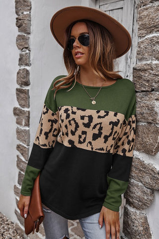 Olive Color Block Sweater