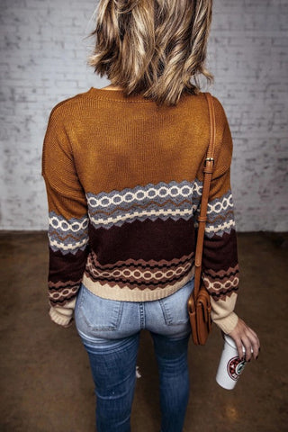 Fair Isle Sweater - Brown and Rust