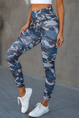 Blue Camo Print Leggings