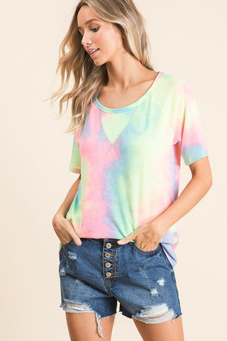 Tie Dye Short Sleeve Sweatshirt