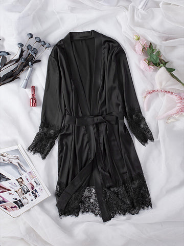 Kimono Silk Robe - Black